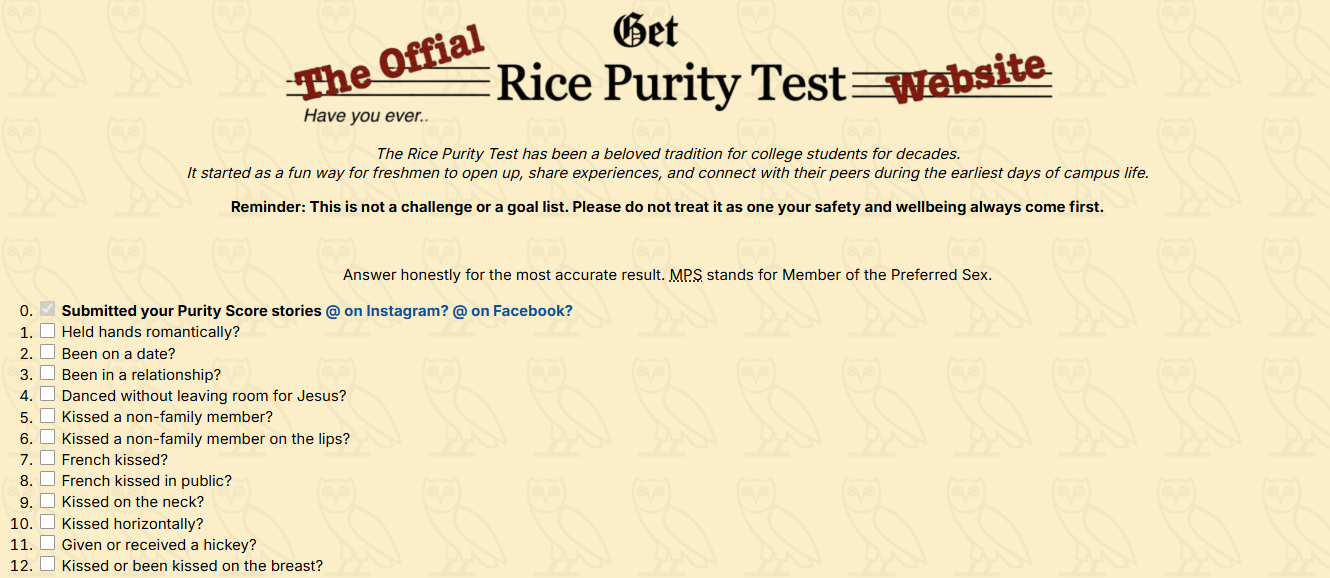 How to Take the Rice Purity Test and Understand Your Results